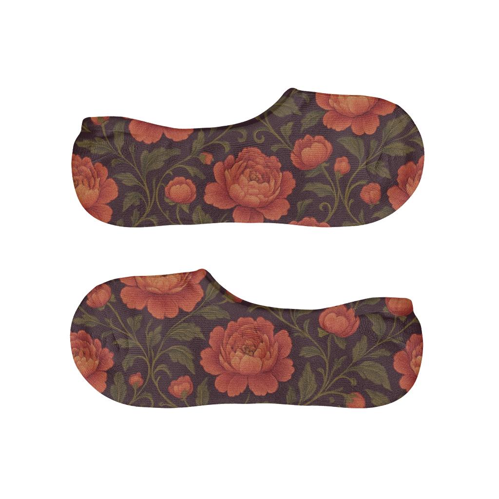 Sunset Peony Garland Lattice On Deep Plum Background personalized invisible socks