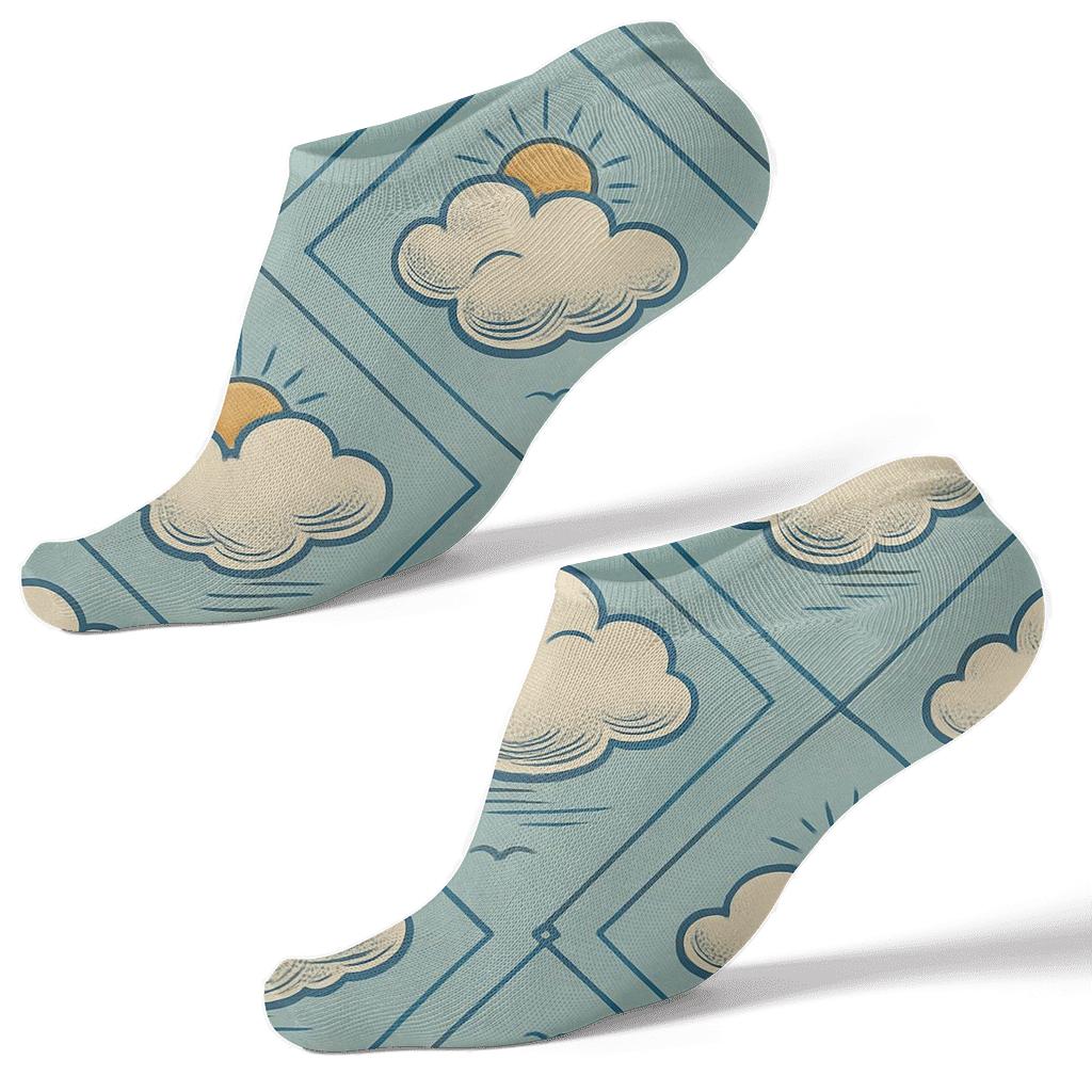Vintage Sky Poster Clouds Lattice custom ankle socks