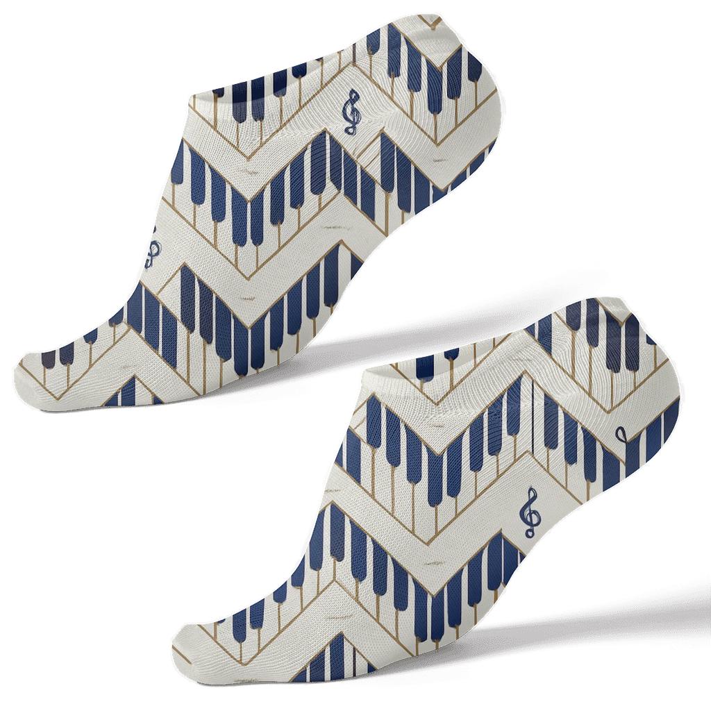 Piano Key Chevron For The Musician unique graphic ankle socks