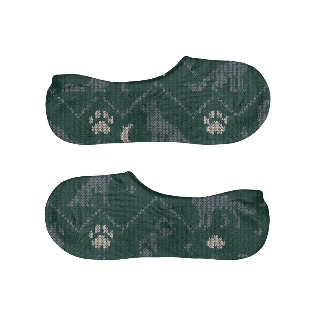 Knitted Pattern Illusion Gray Wolf Night Trail soft cotton no-show socks