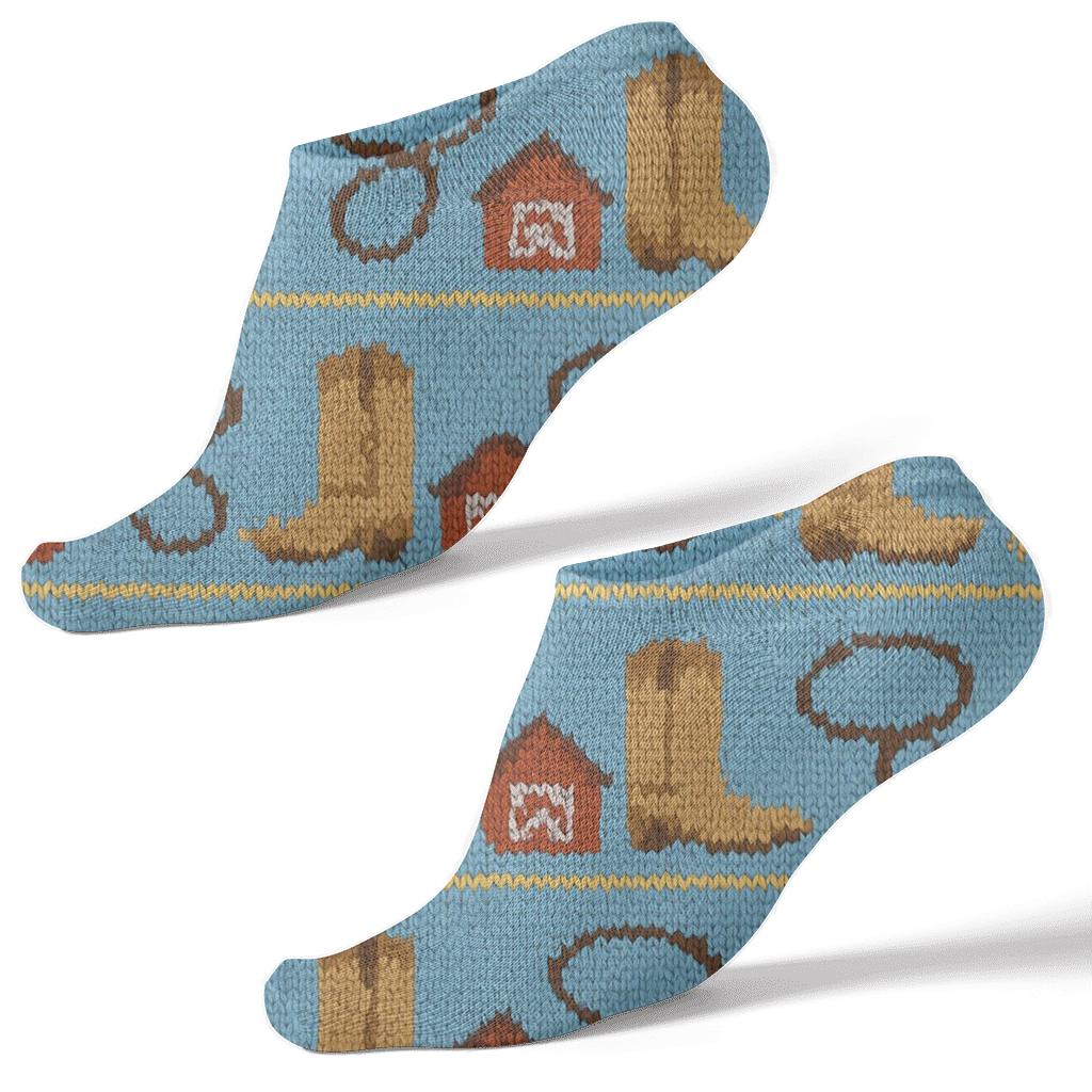 Rancher Lasso And Boot Knit Illusion Repeat designer print ankle socks