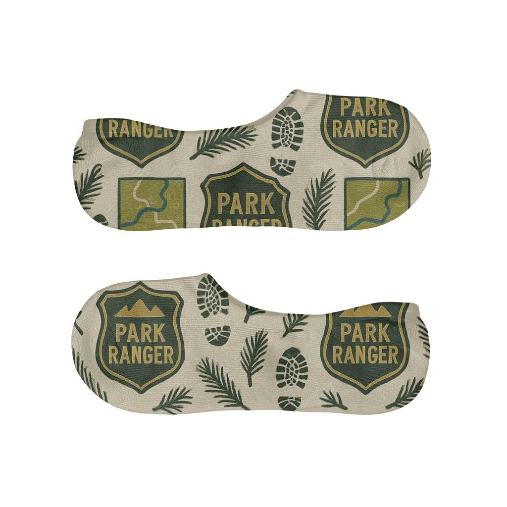 Trail Badge Tiles For Park Ranger designer printed no-show socks