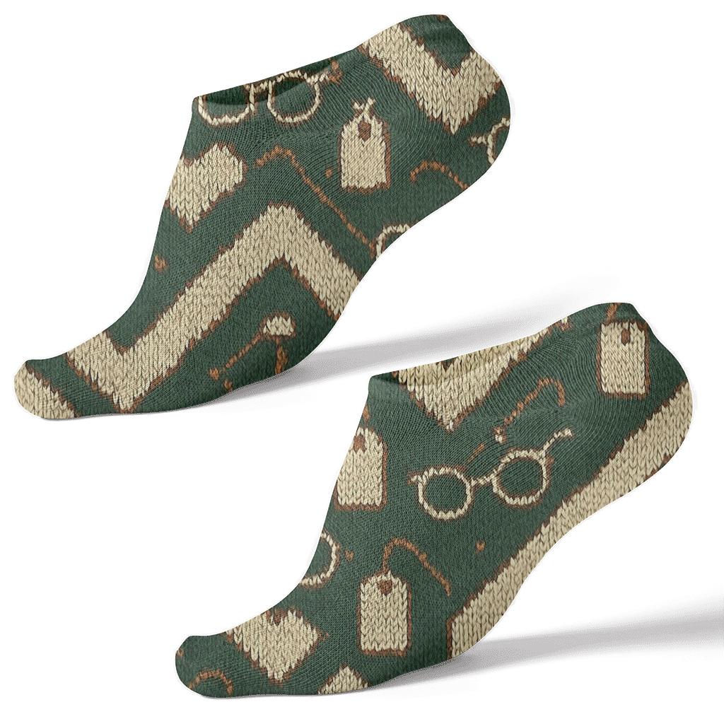 Librarian Knitted Chevron Bookmark Parade designer print ankle socks