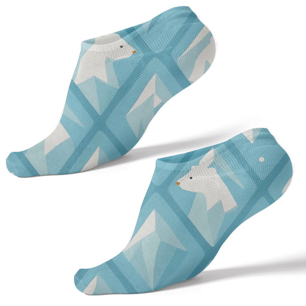 Iceberg Lattice With Polar Bear Silhouettes custom ankle socks