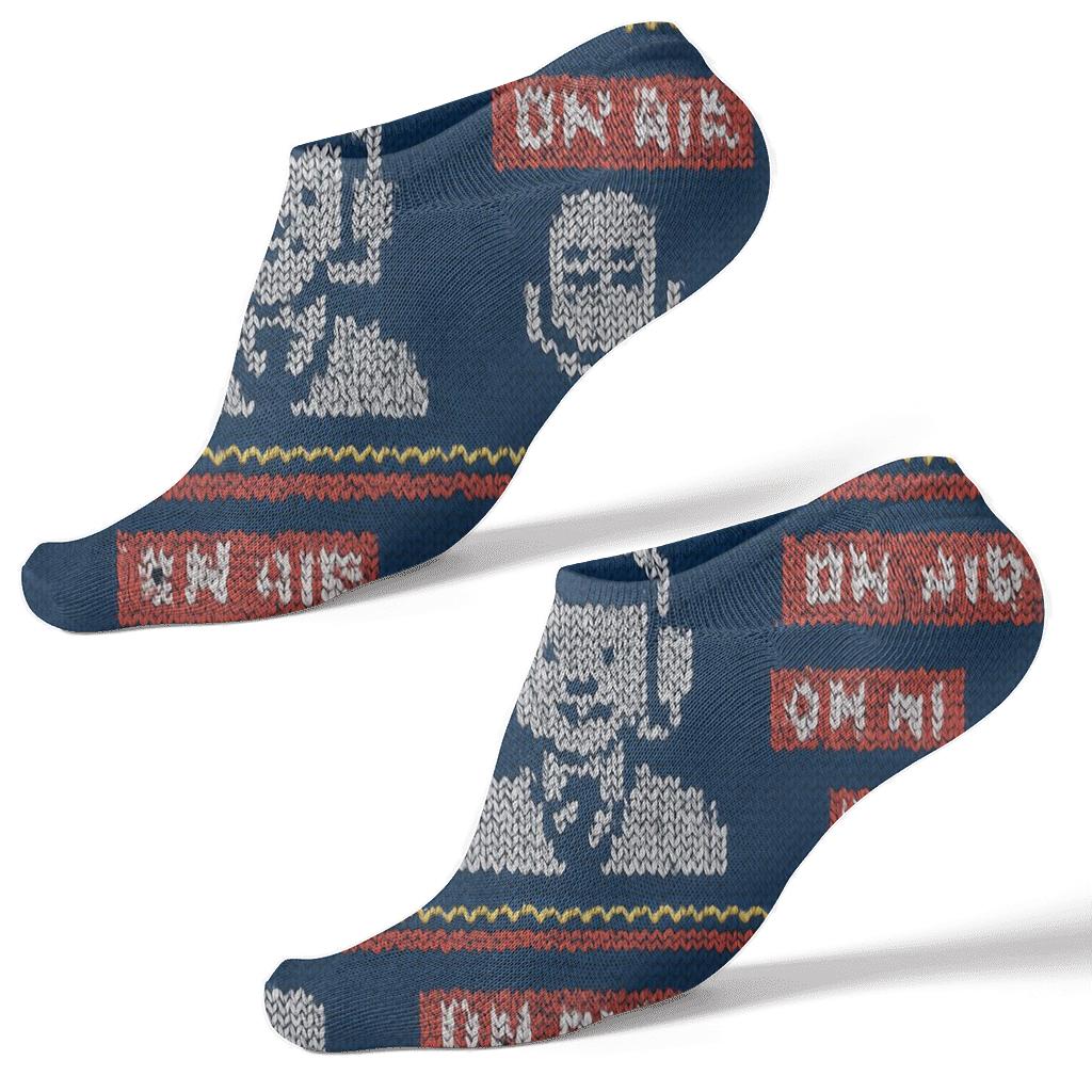 Knitted Ticker Weave, News Anchor Edition custom ankle socks
