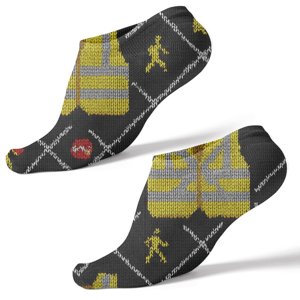 Knitted Illusion Crossing Guard Reflective Stripe Lattice unique graphic ankle socks