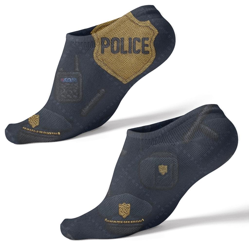 Midnight Parade Police Officer Patchwork Tiles stylish athletic ankle socks