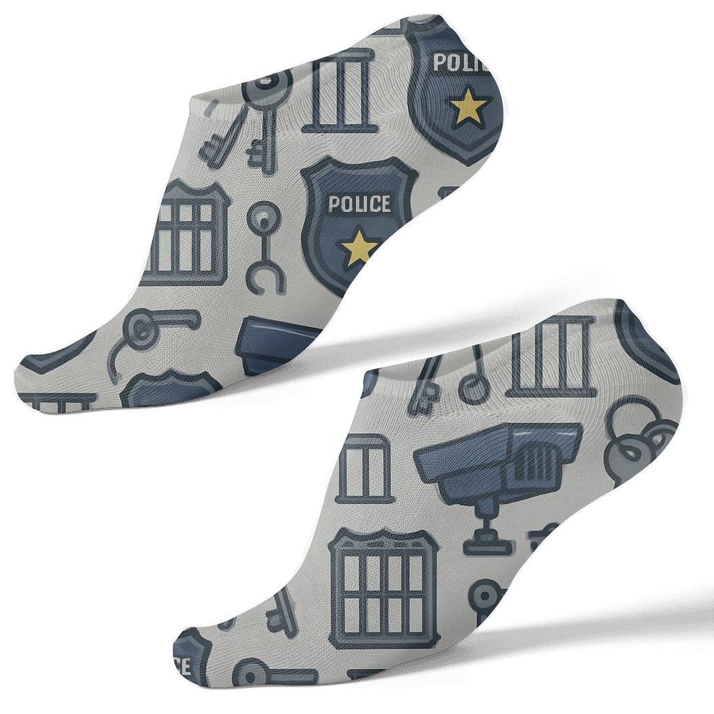 Security Collage Pattern With Prison Officer Details stylish athletic ankle socks