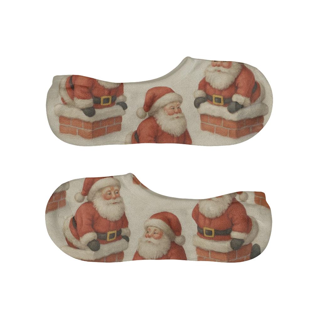 Vintage Santa Chimney Tessellation soft cotton no-show socks