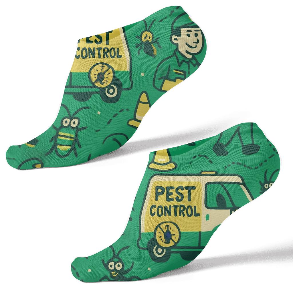 Service Vehicle Parade For Pest Control Technician Pattern designer print ankle socks