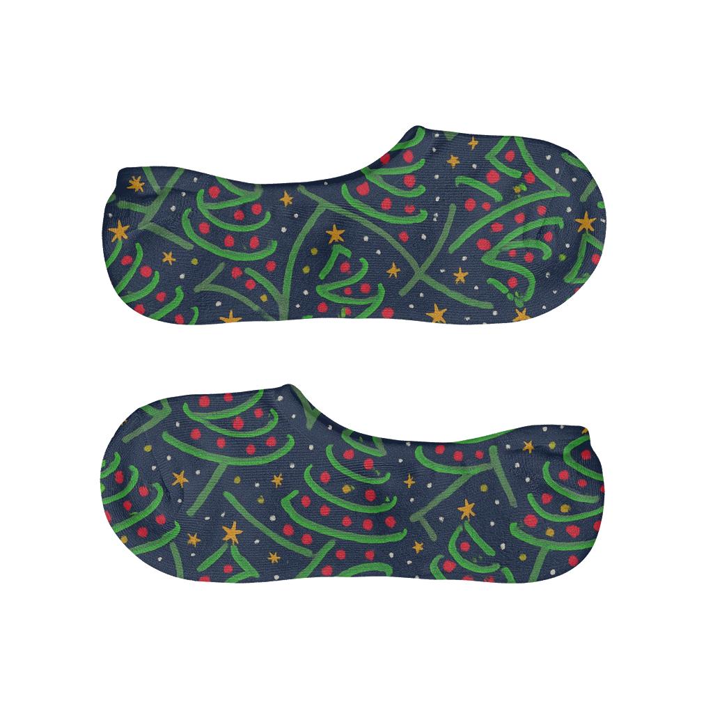Christmas Tree Spiral Tessellation On Midnight Blue trendy no-show sock styles