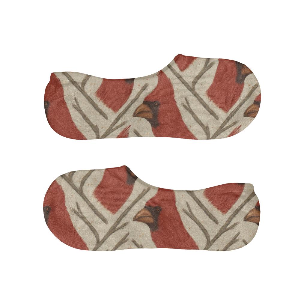 Cardinal Feather Chevron Weave On Warm Ivory Background custom no-show socks