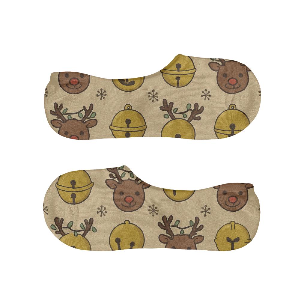 Reindeer With Holiday Jingle Bell Grid trendy no-show sock styles