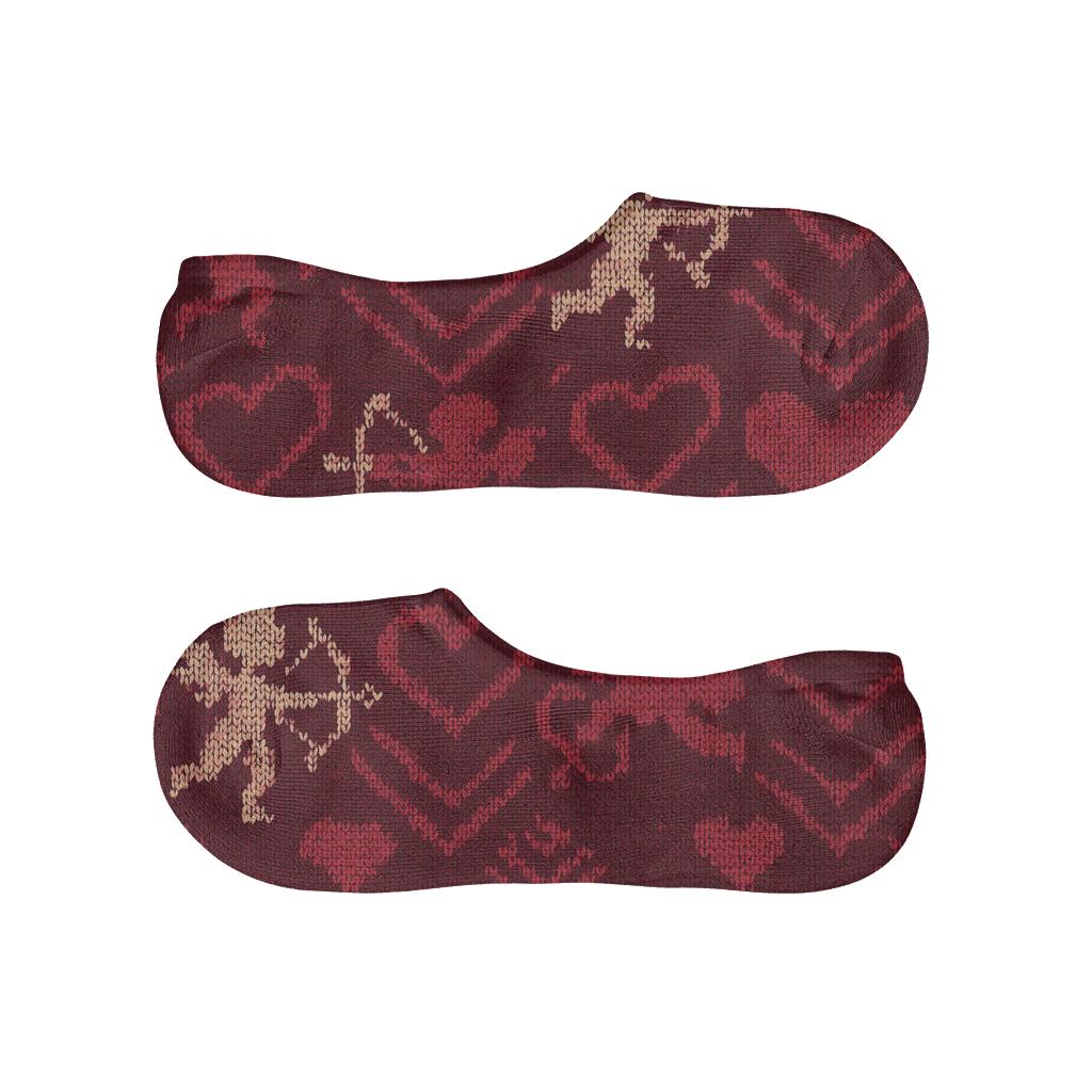 Valentines Cupid Silhouette Knit Illusion Heart Chevron unique hidden socks