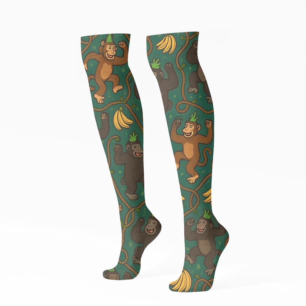 Coconut Grove Ape Party Tapestry Knee-High Socks