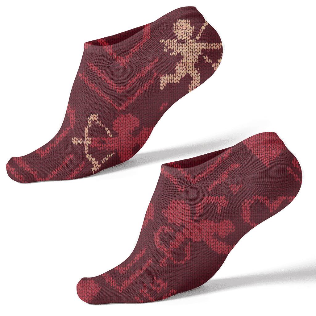 Valentines Cupid Silhouette Knit Illusion Heart Chevron soft everyday ankle socks