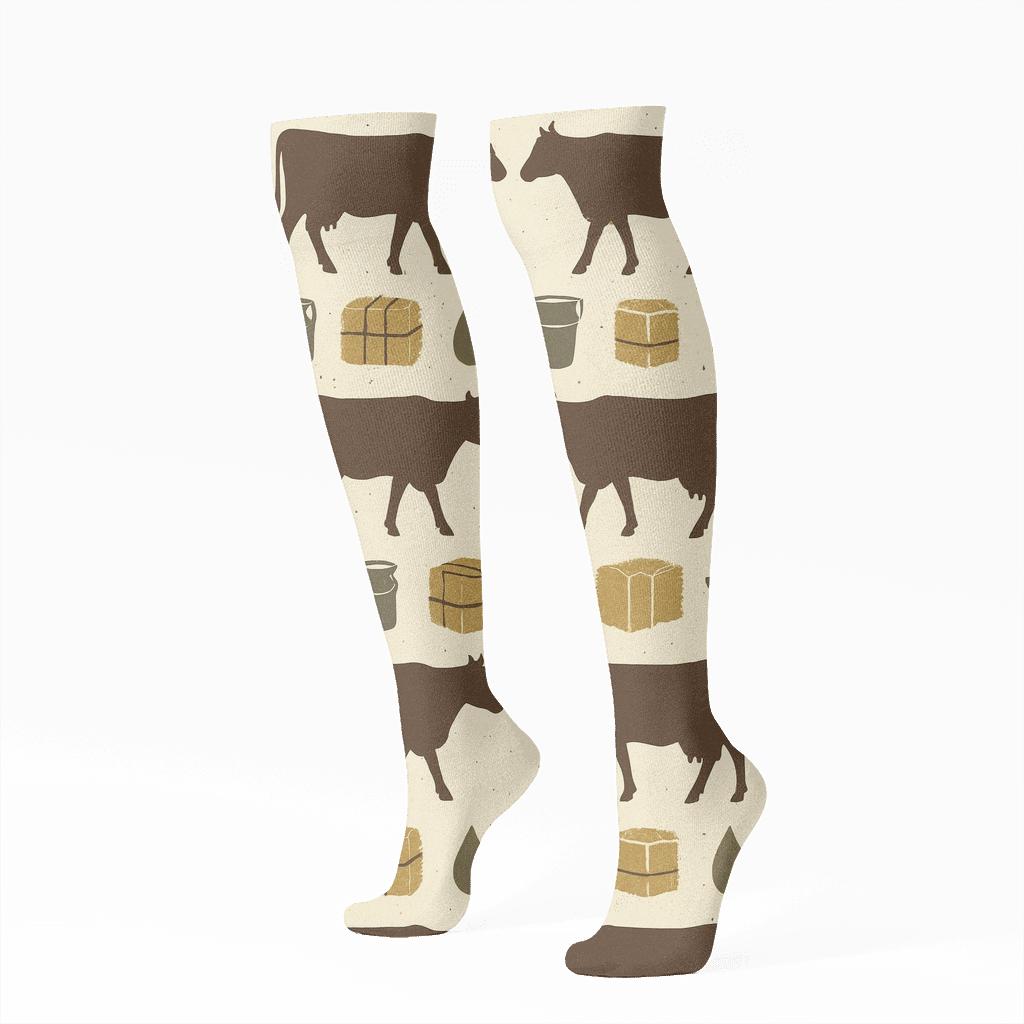 Milk Pails And Hay Bands With Cow Parade soft everyday knee-high socks