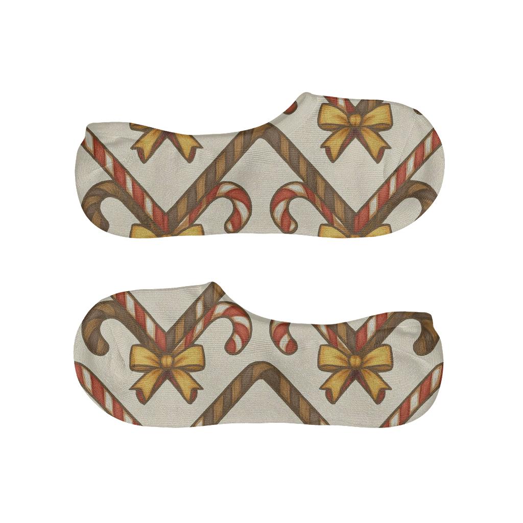 Ribbon Wrapped Canes In Candy Canes Chevron Matrix trendy no-show sock styles