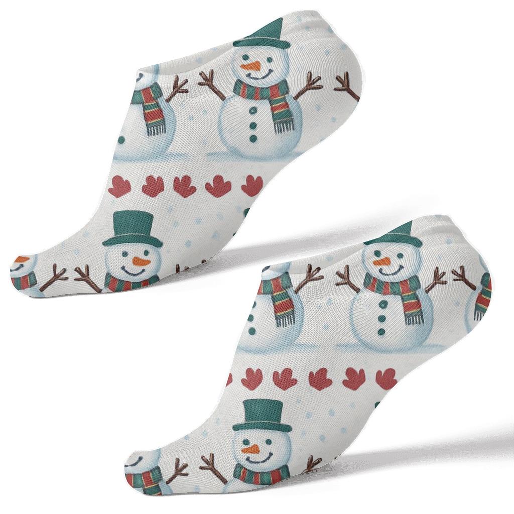 Snowman Parade With Xmas Border Bands designer print ankle socks