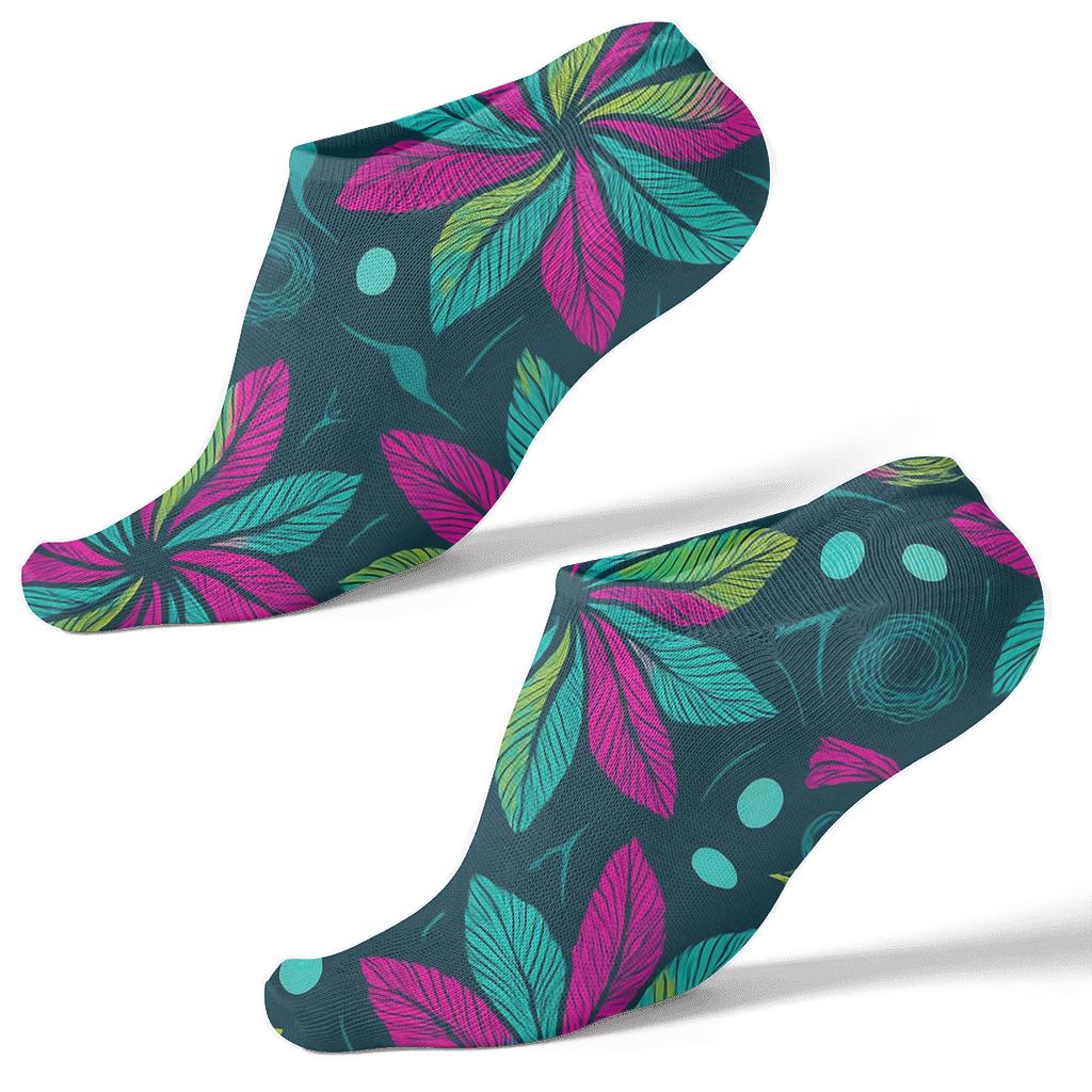 Hummingbird Wing Spiral Rosettes On Midnight Teal Background custom ankle socks