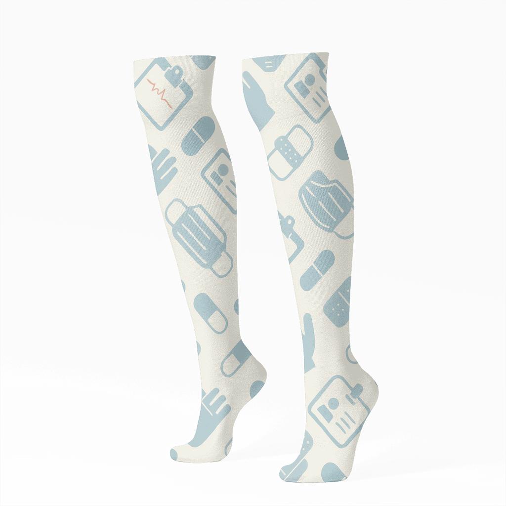 Clipboard Lattice With Calm Nurse Motifs custom knee-high socks