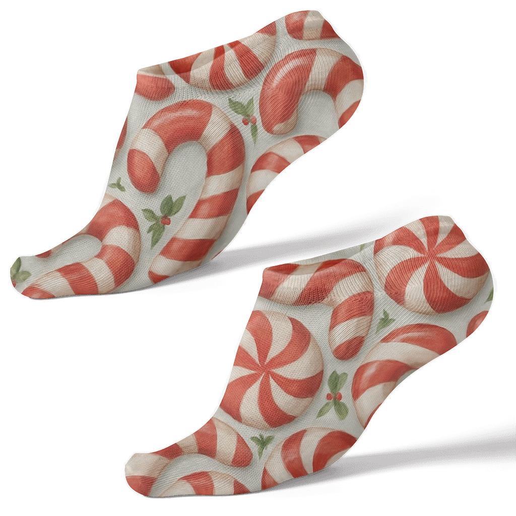 Painted Confection Candy Canes Swirl Tessellation premium sports ankle socks