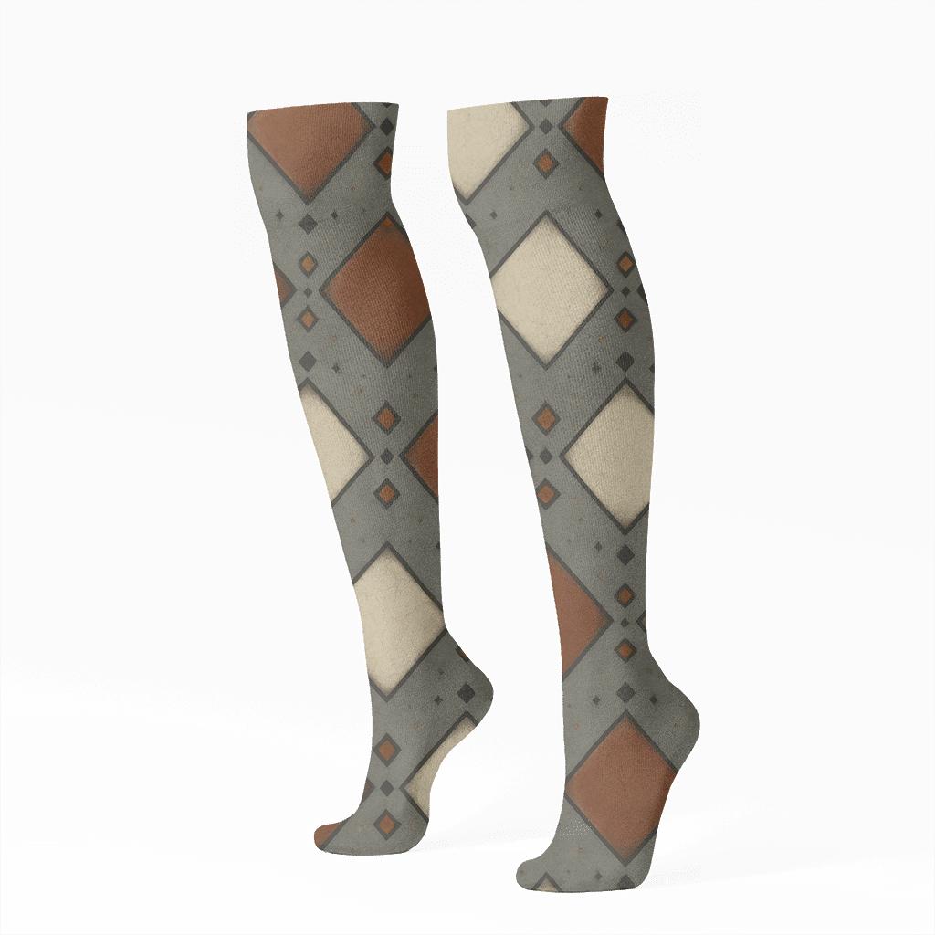 Hearth Tile Lattice With Heart Glow custom knee-high socks