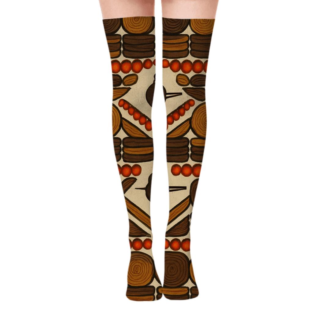 Heart-Ember Chevron Logband Pattern stylish fashion over-the-knee socks