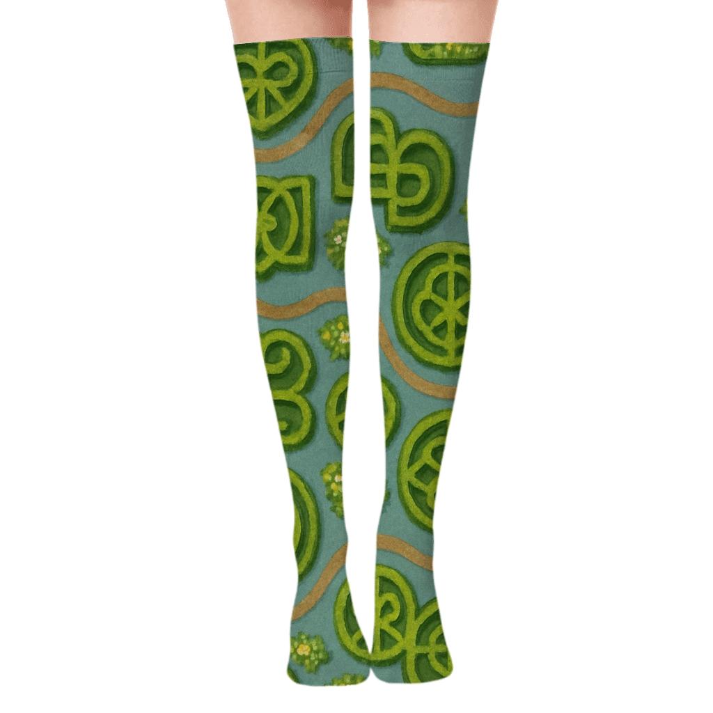 Hedge Parterre Waves, Landscaper Edition trendy patterned over-the-knee socks