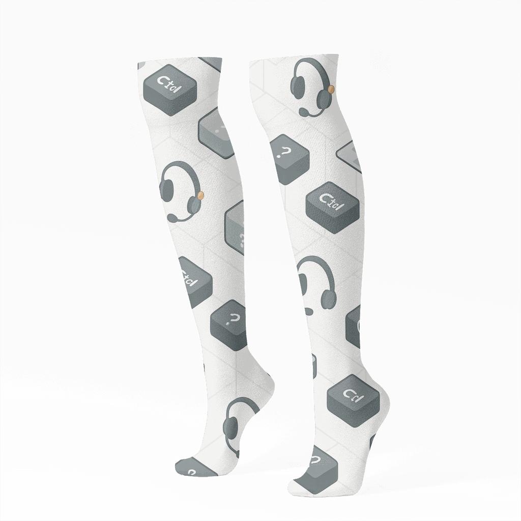 Keyboard Lattice For It Support Specialist designer print knee-high socks