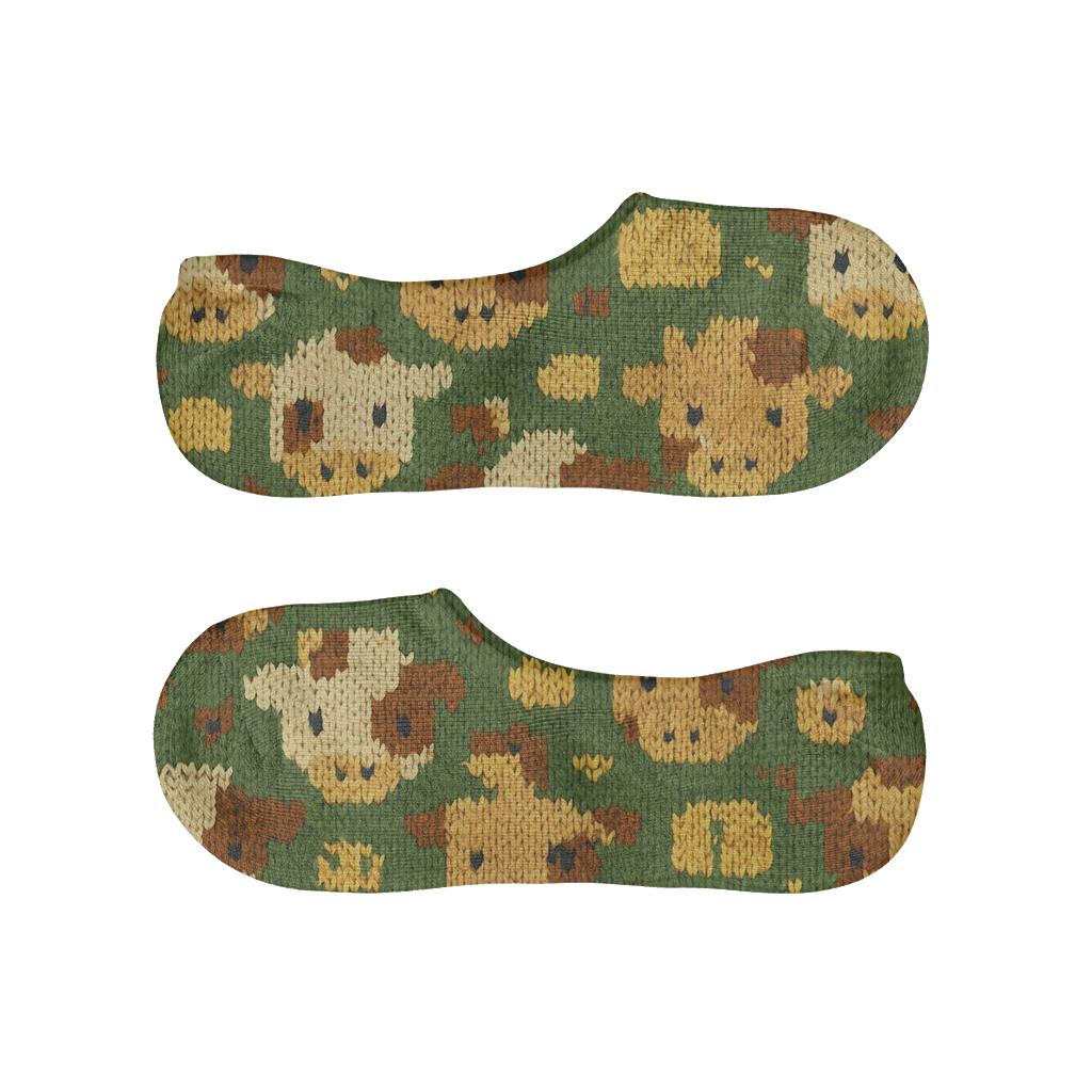 Knitted Pasture Cow Tiling comfortable invisible socks