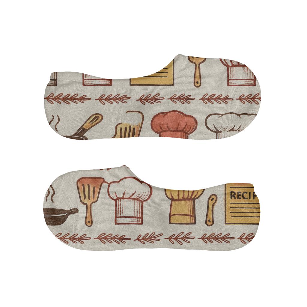 Vintage Poster Chef Pattern Bands soft cotton no-show socks