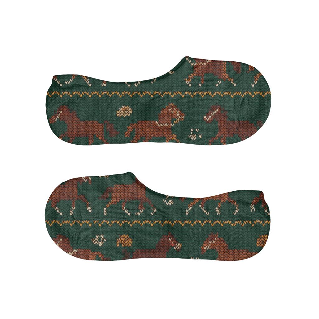 Knitted-Illusion Horse Hoofprint Fair Isle anti-slip no-show socks