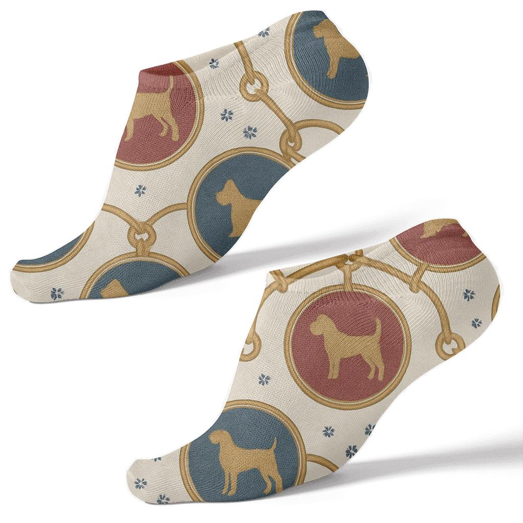 Vintage Collar Medallions With Dog Silhouettes stylish athletic ankle socks