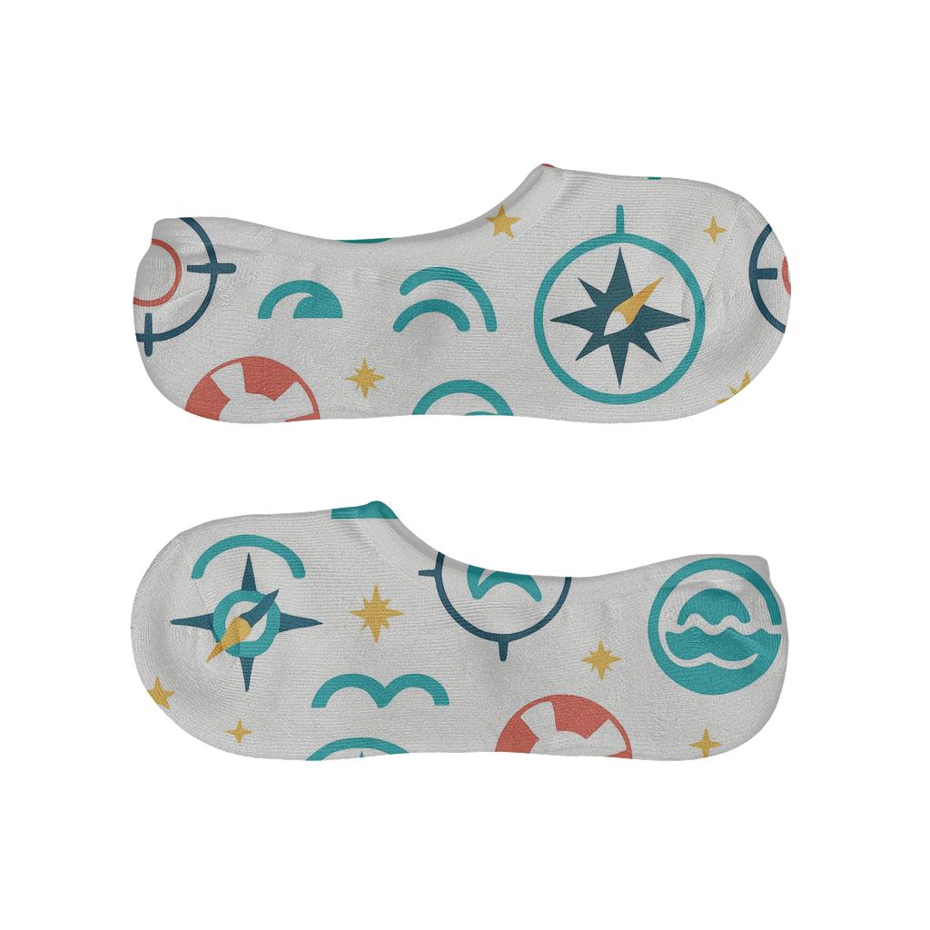 Compass Scatter With Sailor Seaside Chic soft cotton no-show socks