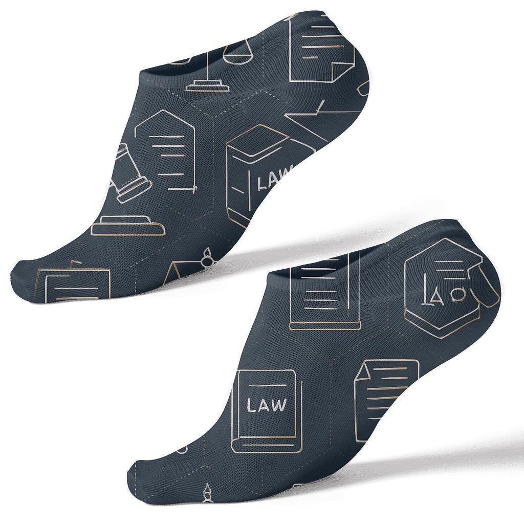 Courtroom Blueprint Pattern With Lawyer Motifs soft everyday ankle socks