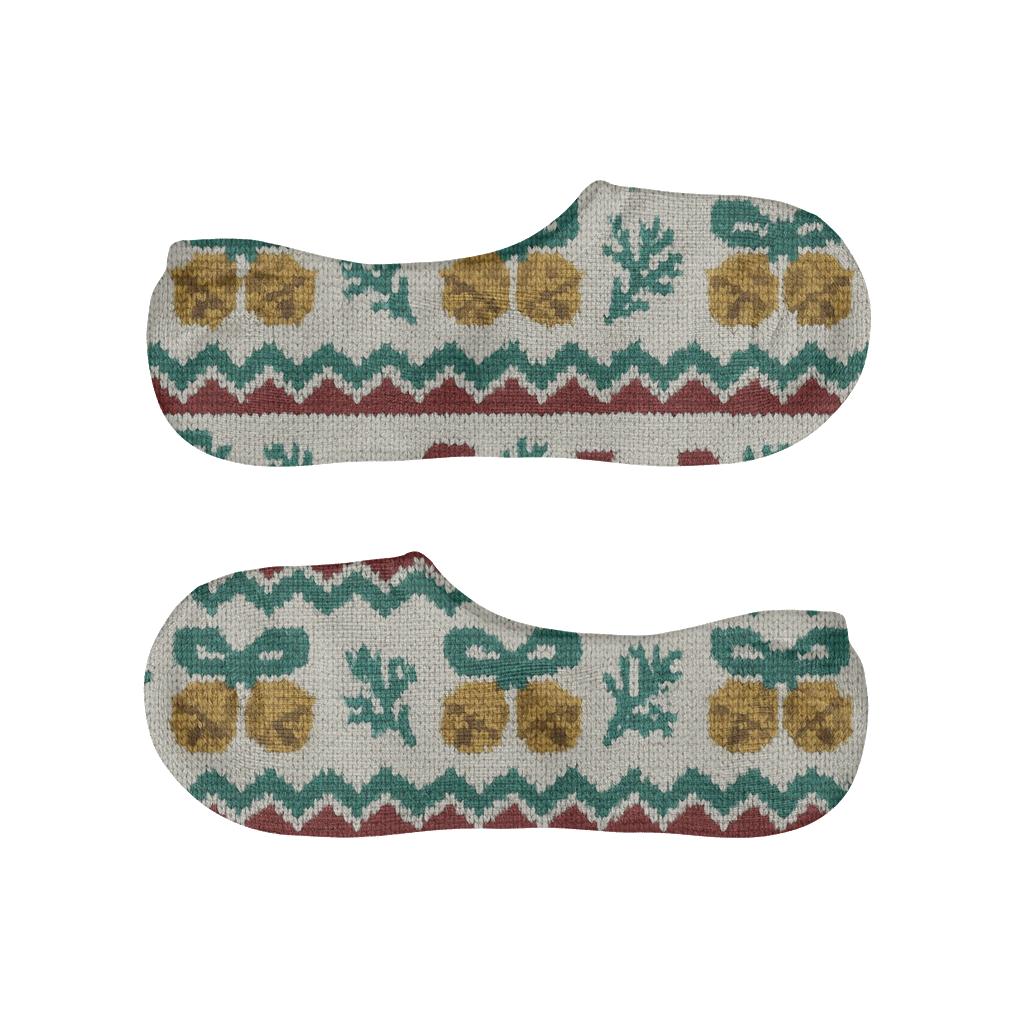 Knitted Sleigh Bell Fair Isle Bands anti-slip no-show socks