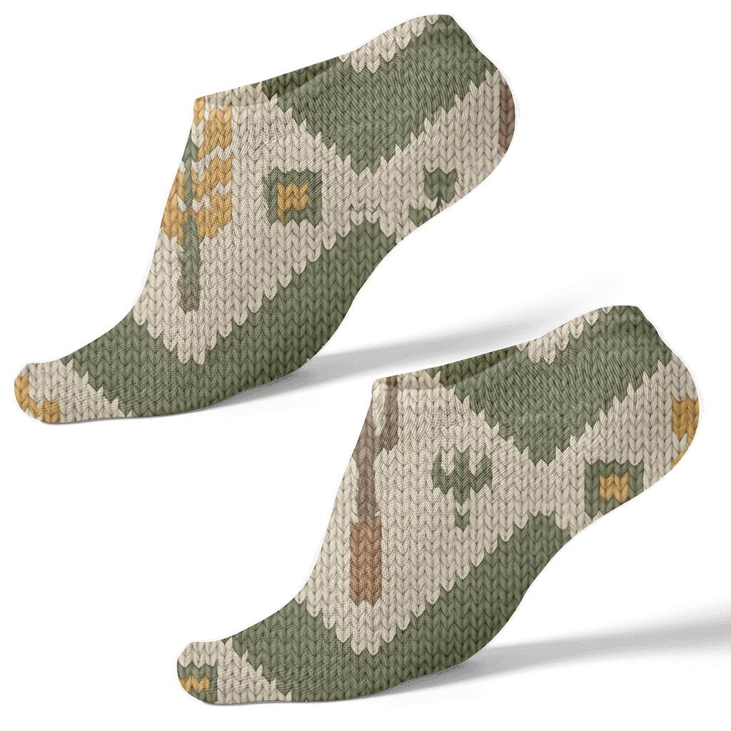 Knit Illusion Farmer Wheat Chevron In Moss Green custom ankle socks