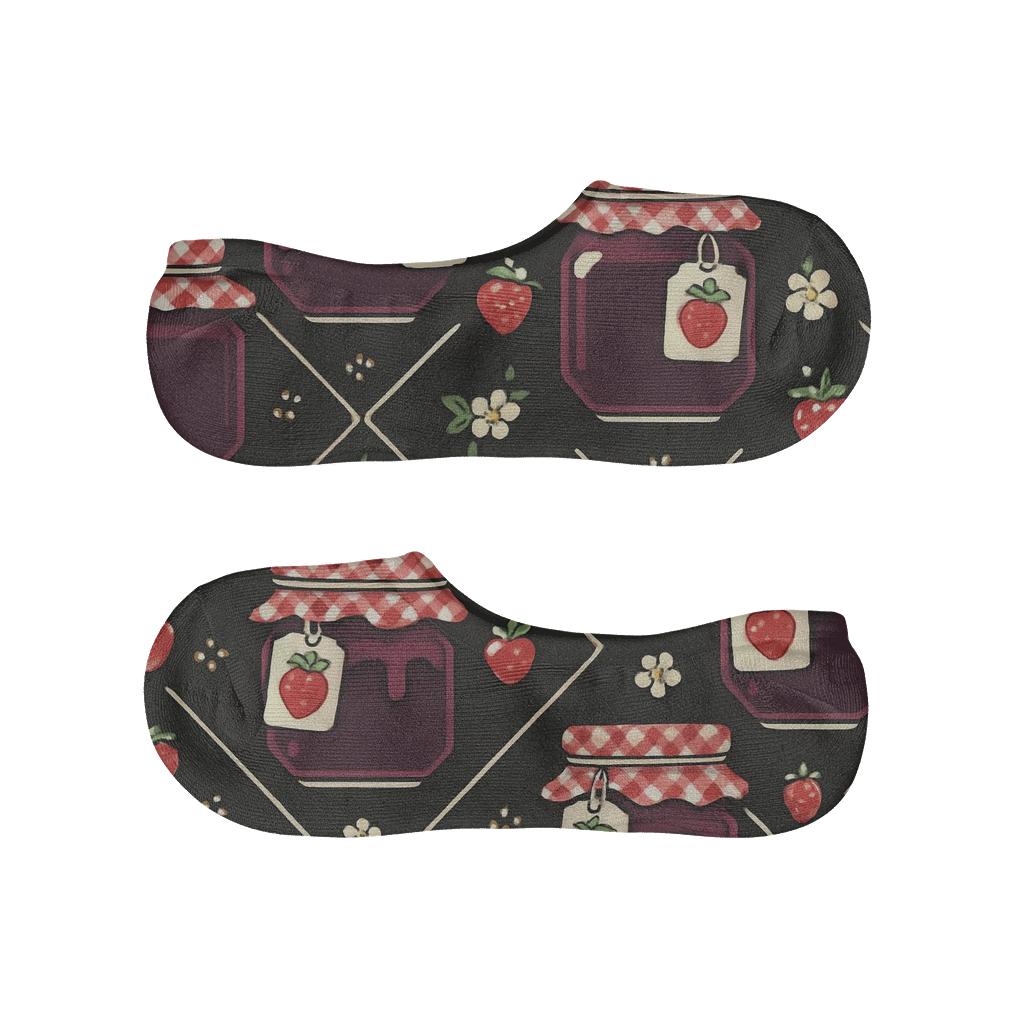 Midnight Strawberry Jam Jar Diamond Tile breathable no-show socks