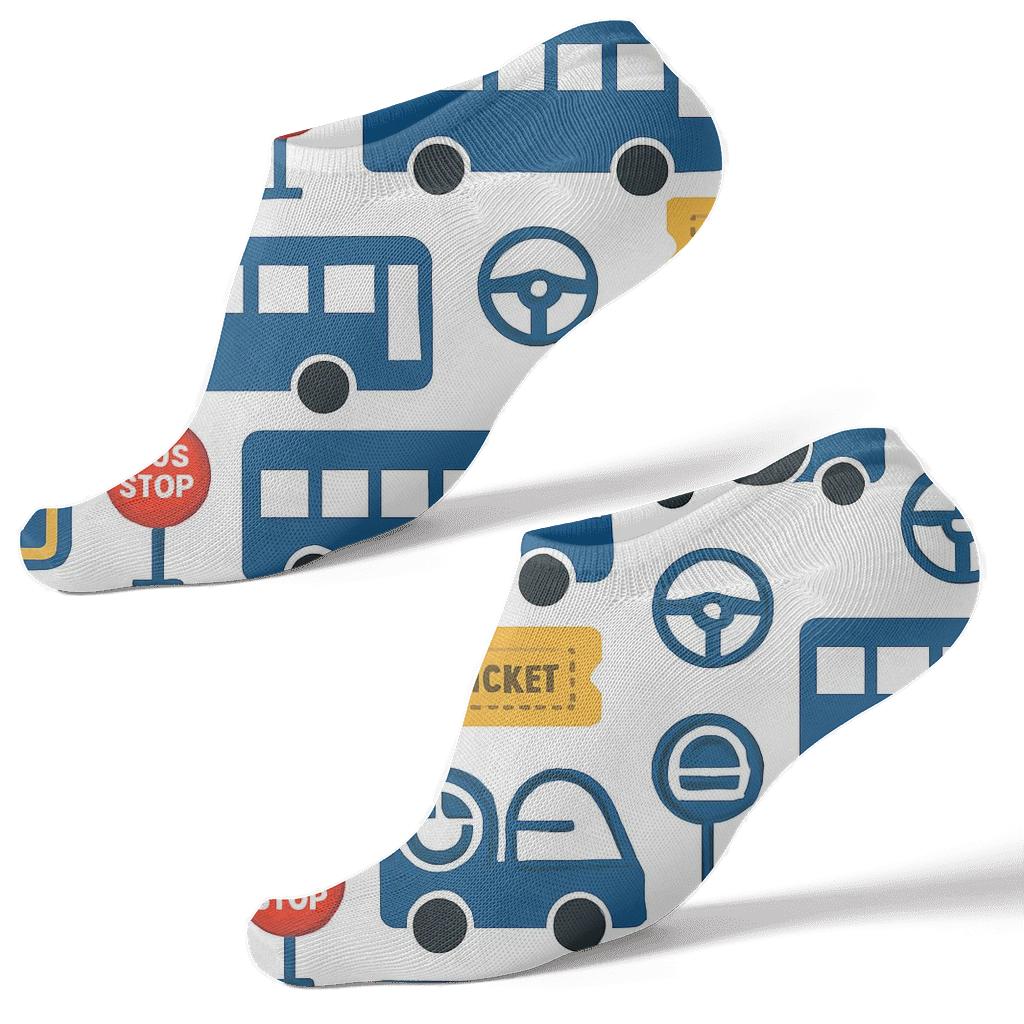 City Bus Tessellation With Bus Driver stylish athletic ankle socks