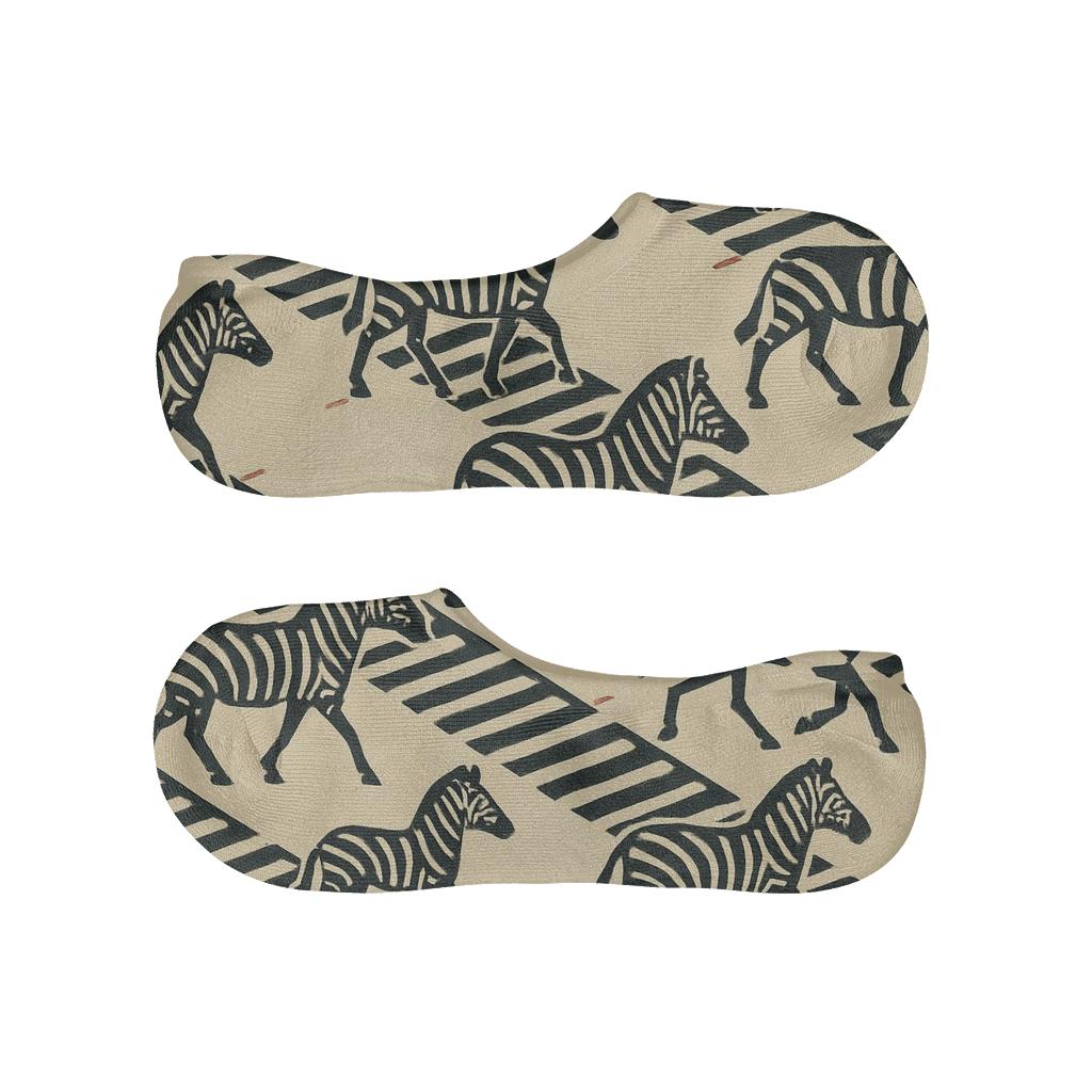 Retro Cream Zebra Crossing Parade trendy no-show sock styles