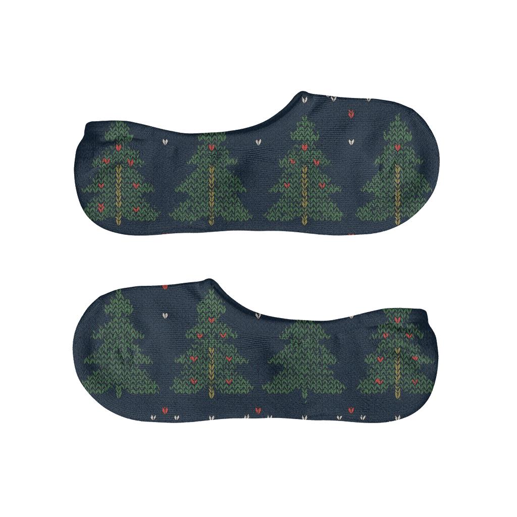 Nordic Knit Illusion Christmas Tree Bands designer print no-show socks