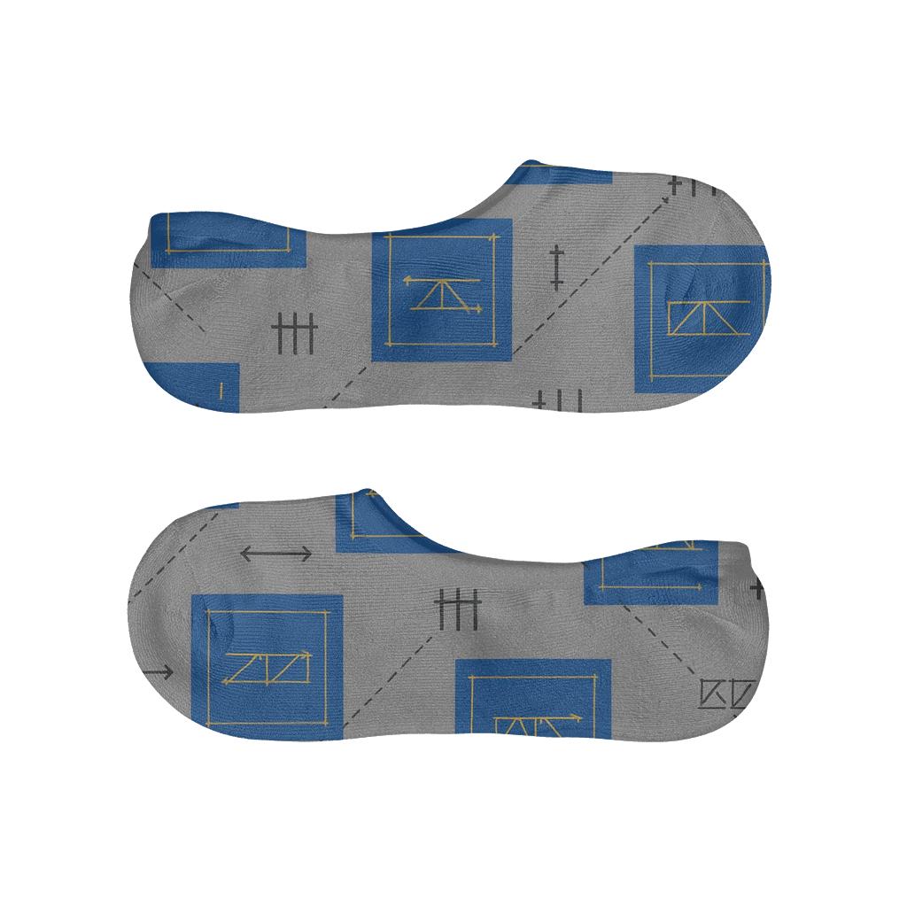 Civil Engineer Blueprint Lattice On Concrete Gray comfortable low-cut socks