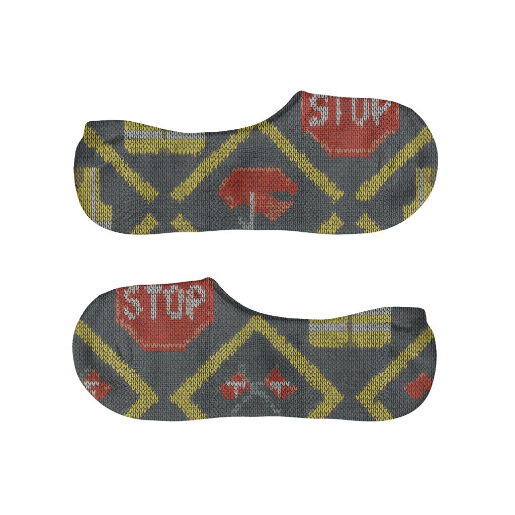 Crossing Guard Reflective Stripe Lattice On Street Gray personalized invisible socks