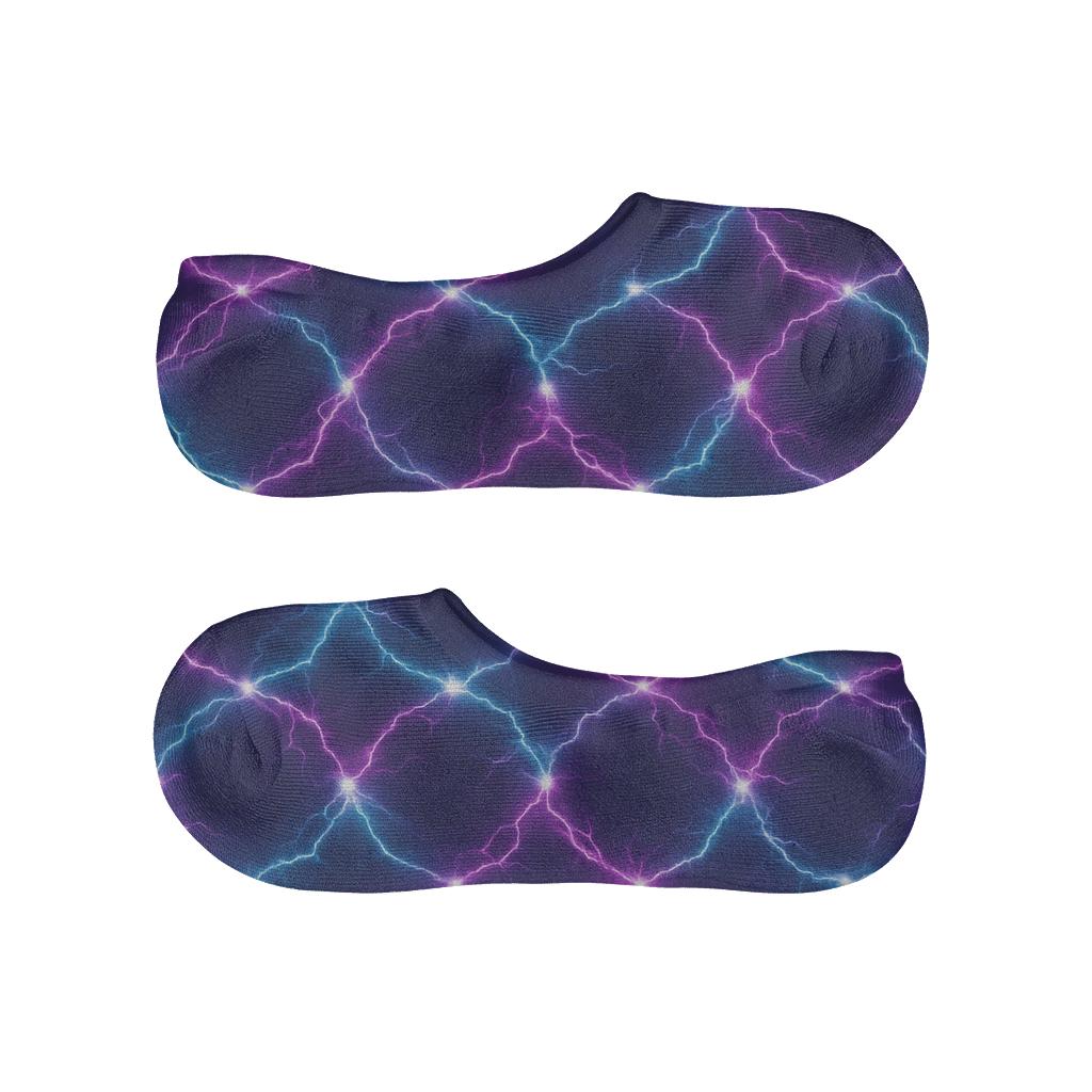 Neon Arc Lattice On Deep Indigo soft cotton no-show socks