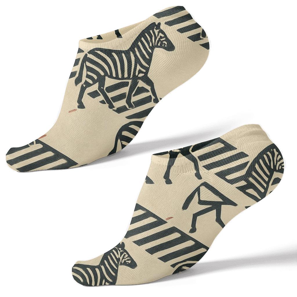 Retro Cream Zebra Crossing Parade soft everyday ankle socks