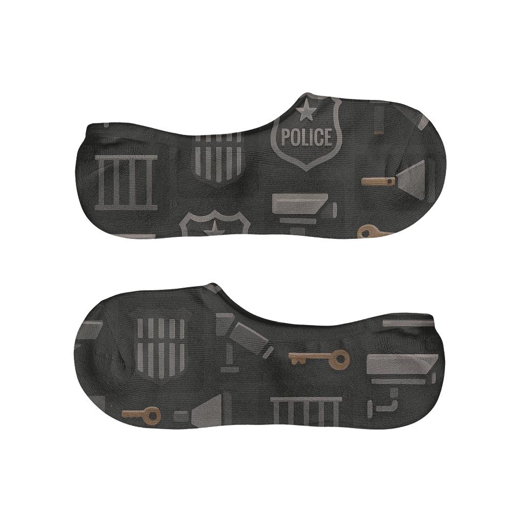 Security Collage With Prison Officer Badge Grid designer printed no-show socks