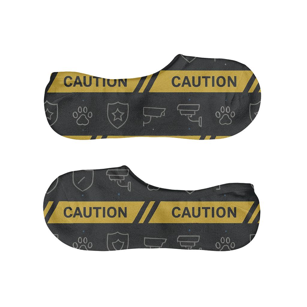 Caution Tape Bands With Security Guard Icons custom no-show socks