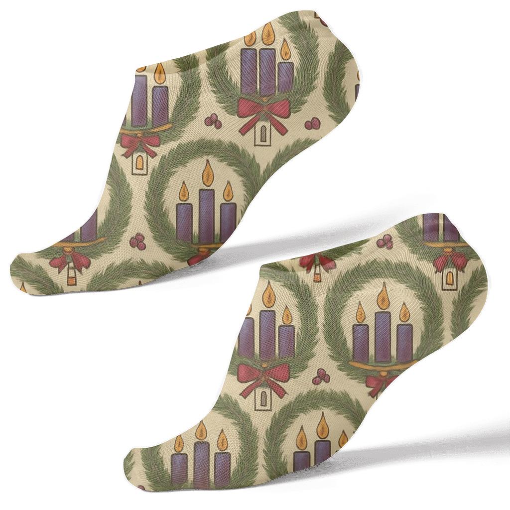 Wreath Band Advent Candles Lattice stylish athletic ankle socks