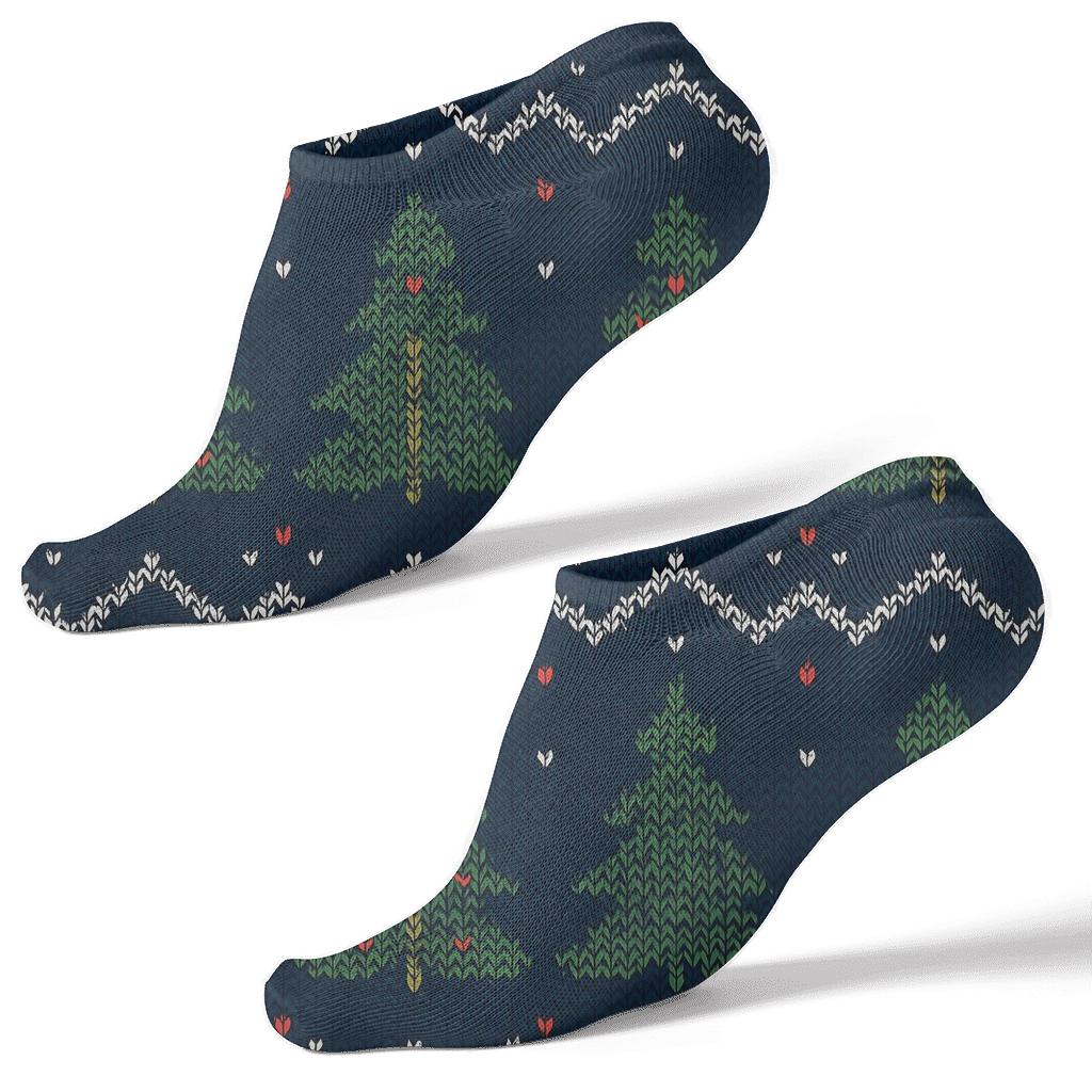 Nordic Knit Illusion Christmas Tree Bands premium sports ankle socks
